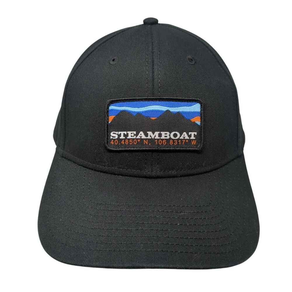Steamboat 40.4850° N 106.8317° W Snapback Hat Black OS Adjustable Embroidered